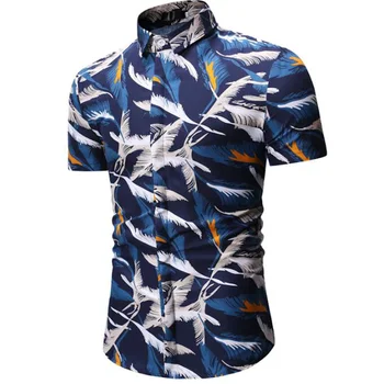

MODA VELOCE Hawaii Print Men Shirt Men Short Sleeve Shirts Cotton Summer Beach Shirts 2020