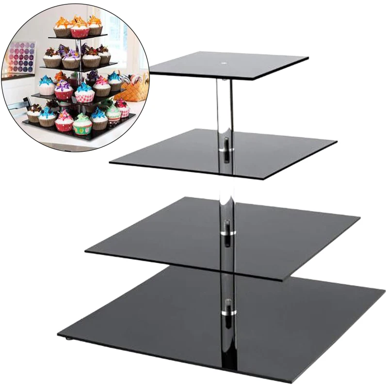 4-Layers Acrylic Cupcake Stand Party Cake Cookie Tower Display Holder Detachable