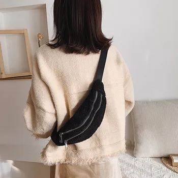 

Waist Packs Bag Women Solid Color Plush Soft Zipper Messenger Bag Sport Chest Bag Waist Bag Phone Bag Women Travel кожаные брюки