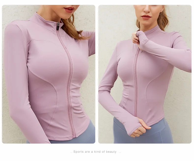 Peeli Long Sleeve Sports Jacket Women Zip Fitness Yoga Shirt Winter Warm Gym Top Activewear Running Coats Workout Clothes Woman