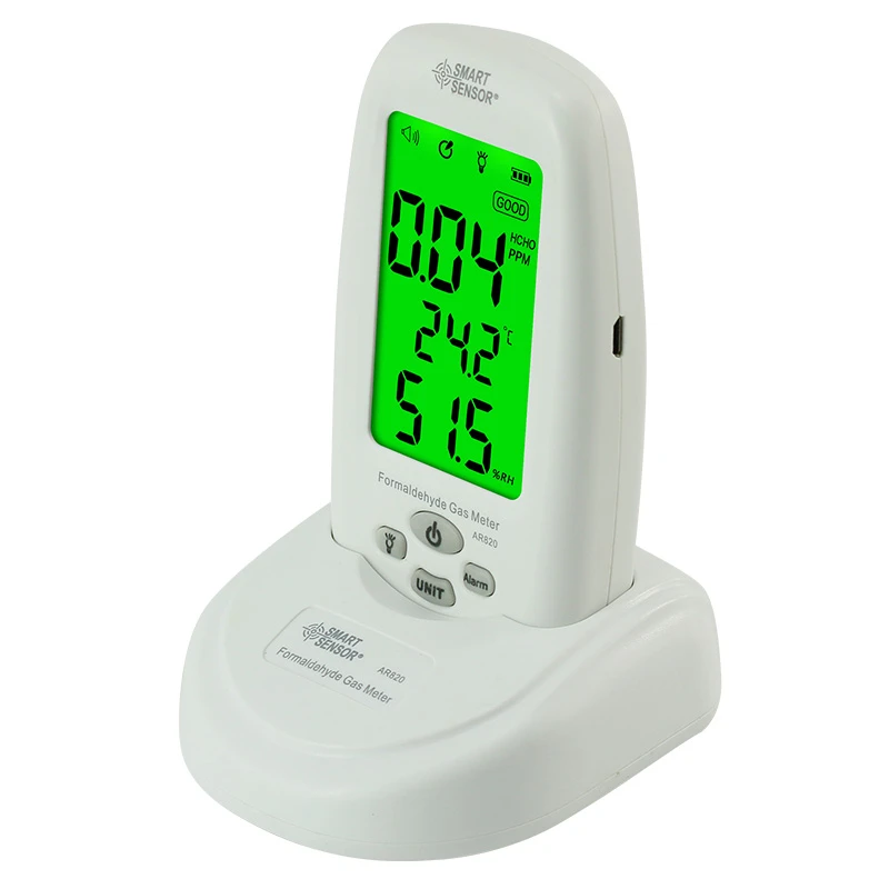 

Original Smart Sensor AR820 Digital Formaldehyde Gas Detector Monitor With Sound Light Alarm Temperature Humidity Tester