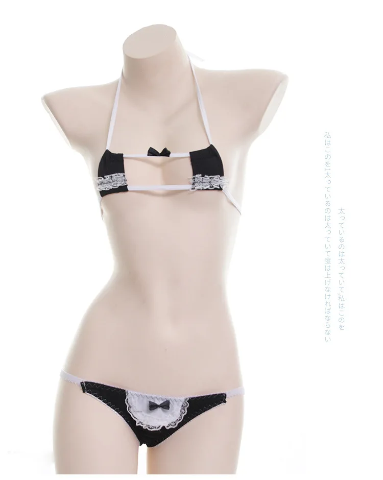 

Women Hot Sexy Triangle Mini Bikini swimwear Set Bra Micro Sleepwear Lolita Lingerie Underwear Bathsuits Japanese Cute Cos Maid
