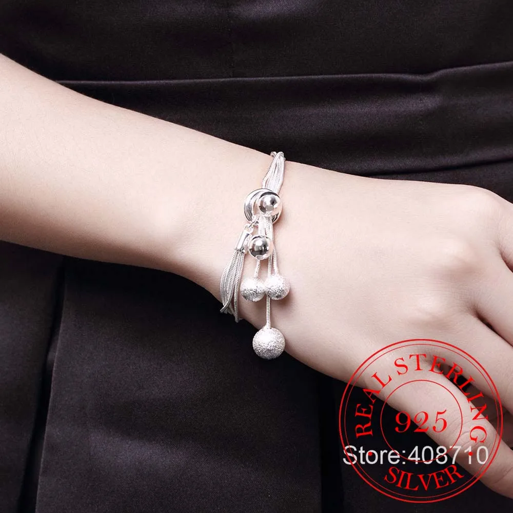 Женский браслет из серебра 2020 пробы Изящные Ювелирные изделия с пятью шариками