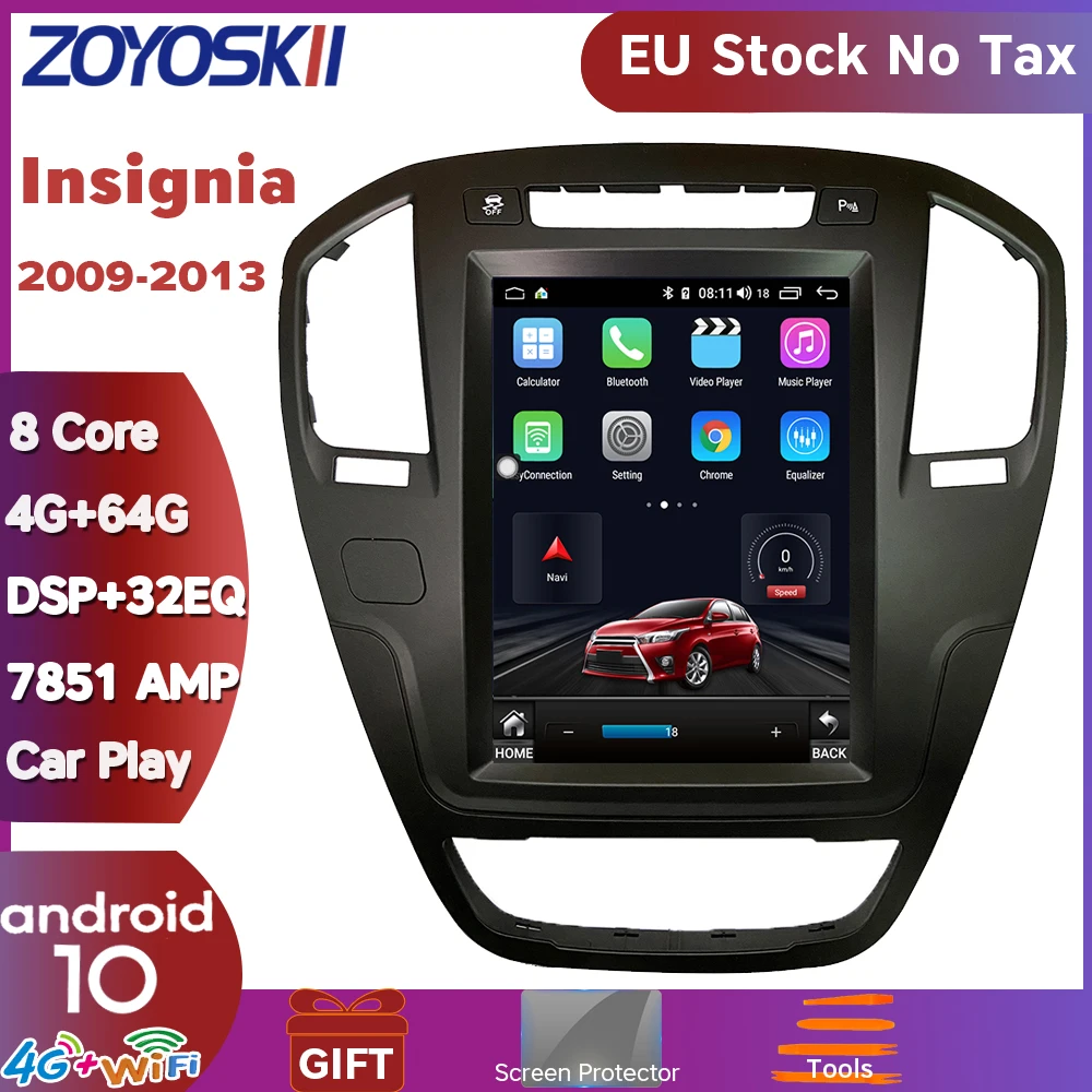 ZOYOSKII Android 9.0 10 os 10.4 inch car gps multimedia radio bluetooth navigation player for Opel insignia 2009-2013