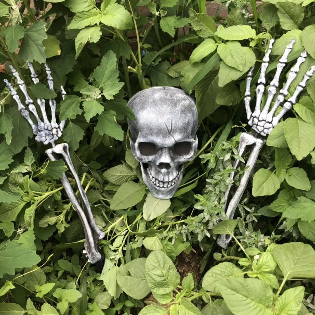 Horrible Artificial Skull Skeleton Arm Hands Halloween Haunted House Decor Filmy 
