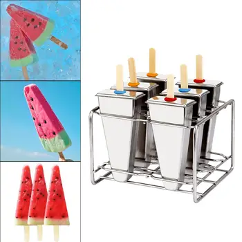 

6 Cups DIY Ice Cream Mold 304 Stainless Steel Popsicle Mold Ice Cream Mould for Home Use Summer Tool