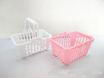 

Mini Shopping Basket Pretend Play Toys Kids Mini Supermarket Shopping Hand Basket Model Doll House Miniature Furniture