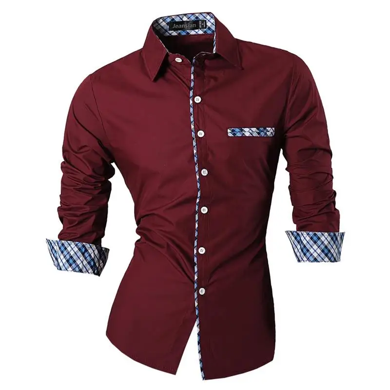 mens short sleeve button down Jeansian Men's Casual Dress Shirts Fashion Desinger Stylish Long Sleeve Slim Fit Z015 WineRed white short sleeve button up Shirts