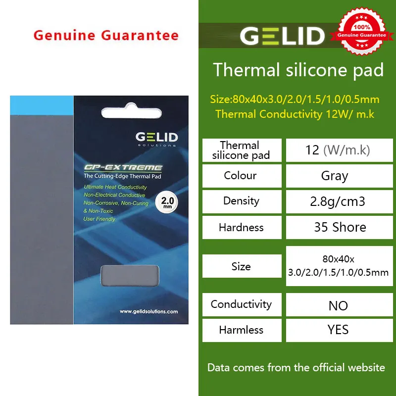 Gelid Gp-extreme Almofada Térmica Cpu Gpu Placa Gráfica Placa-mãe Silicone Graxa Almofada de Dissipação de Calor Silicone Multi-tamanho 12w - Imagem 3