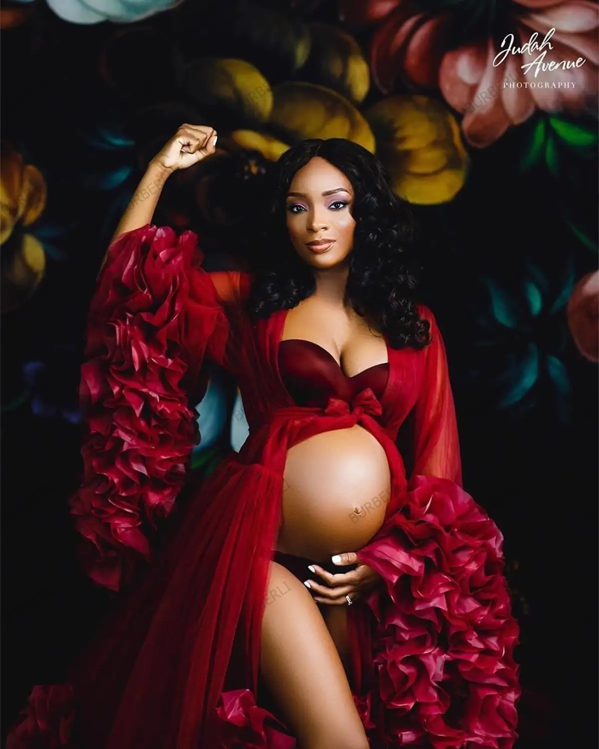 Elegant Red Extra Puffy Tulle Maternity Dresses