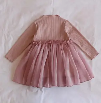 

2020 Korea style girls patchwork dress cotton mesh fashion spring girls dresses 1-6 years HM965