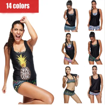 

Tank Heart Swimsuit With Shorts Tankini Set Bathing Suit 3 Pieces Swimwear Women Plus Size May Female Beach Biquine Swim Suit UK