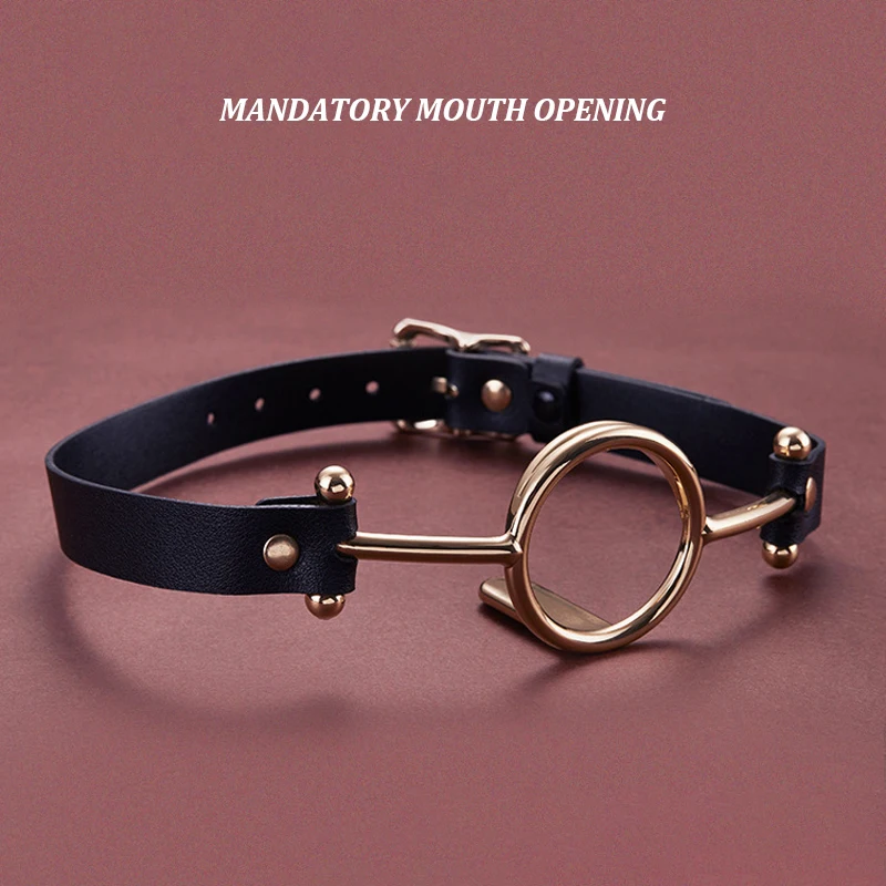BDSM Sex Toys Erotic Bondage Mouth Fixed tongue High-quality metal one-piece design Soft cowhide Adult Erotic Game For Couples 1