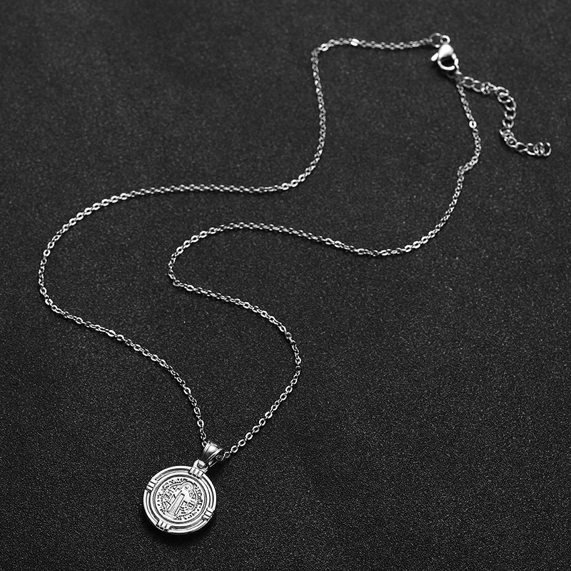 Ретро медаль Святого Бенедикта кулон ожерелье из нержавеющей стали патрон против злых Святого католича ожерелье s религиозные подарки Прямая поставка