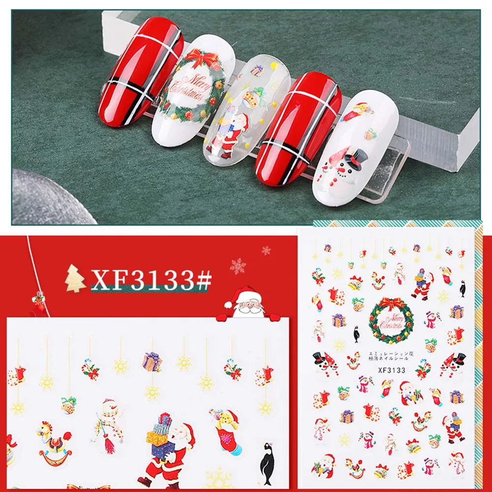 3D Рождественская наклейка для ногтей наклейки стикер снежинки ползунки для украшения ногтей дизайн маникюра акриловые украшения - Цвет: XF3133