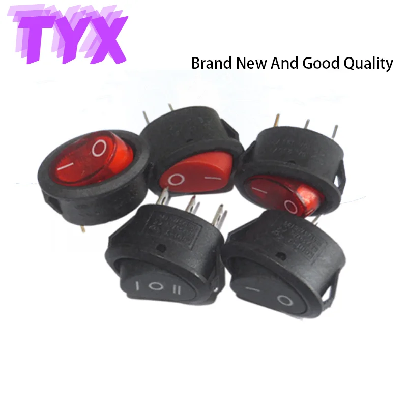 

5pcs KCD1 Mini Round Rocker Switch 25*16.5mm 2/3Pin 6A/250VAC Power Button Switch With Light Electric Kettle Power Switch