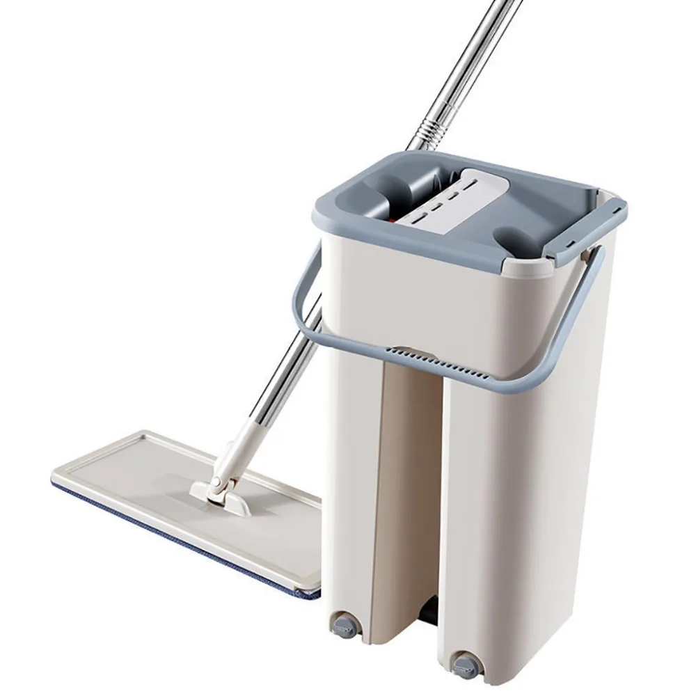 Flat Squeeze Magic Automatic Mop And Bucket Avoid Hand Washing Microfiber Cleaning Cloth Kitchen Wooden Floor Lazy Fellow Mop 40