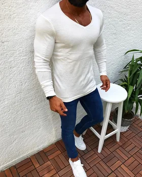 

Vogue Men Knitted Pullovers Fashion Male Solid Color O-neck Striped Long Sleeve Sweater Autumn Winter Slim Fit Casual Sweater