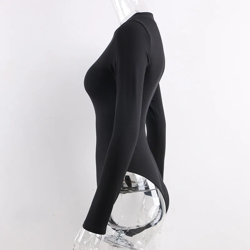 Nadafair Winter White Bodysuit For Women Long Sleeve Bodysuit Women Bodycon Black Bodysuits One-Piece Body Female 2020 Romper