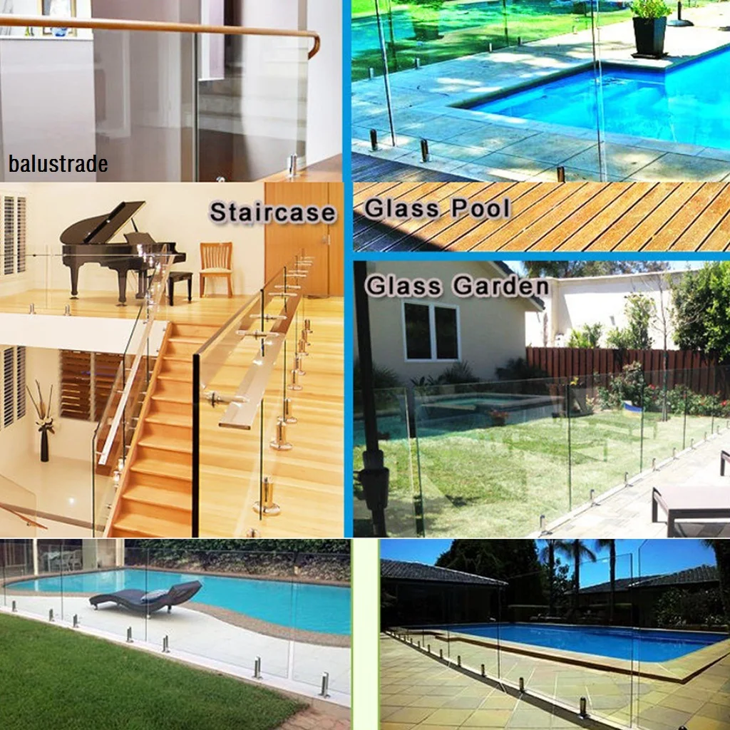

4pcs/set Steel Glass Clamps Railing Spigot Fits for Garden Pool Balustrade