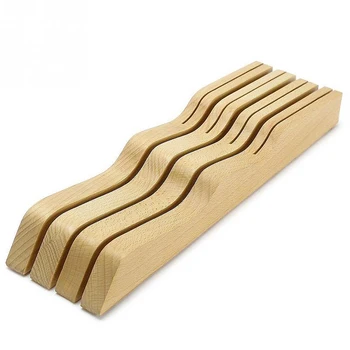 

Solid Wood Knife Wood Holder Block 7 Knife Slots Storage Organizer Kitchen Tool