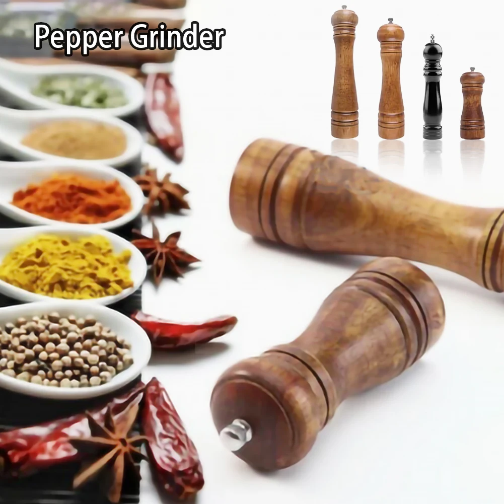 

5",6'', 8", 10" Salt and Pepper Mills Solid Wood Pepper Grinder Retro Refillable Wooden Salt Pepper Mill Spice Herb Grinder