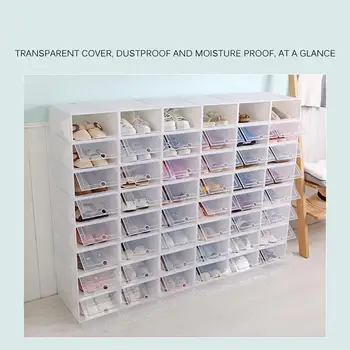 

6PCS Shoes Box Thickened Transparent Drawer Case Plastic Shoe Boxes Stackable Box Shoe Organizer Shoebox storage Shoe rack