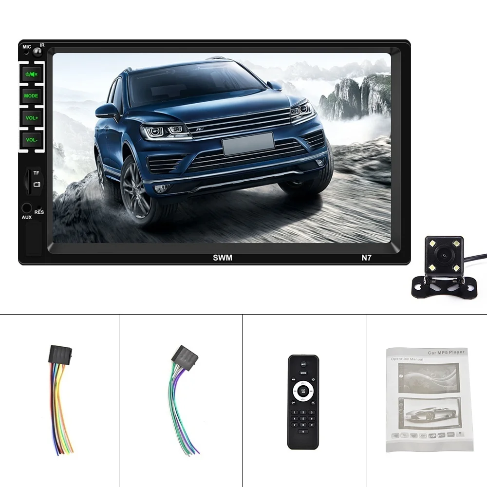 Обновление 2 Din 7 ''Авторадио HD сенсорный экран автомобиля стерео радио Bluetooth автомобиля MP5 плеер с зеркальной связью/FM/AUX/USB/SD+ CAM - Цвет: with camera