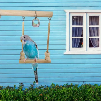 

Simple And Generous Parrot Chewing Toy Log Color Swing Platform Bird Toy Wooden Hanging Swing Chewing Toy