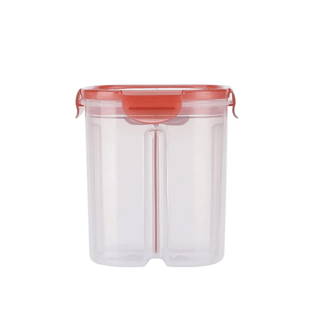 Rice Beans Jar With Seal Cover 4 Lattices Refrigerator Food Preservation Container Plastic Kitchen Storage Box#25