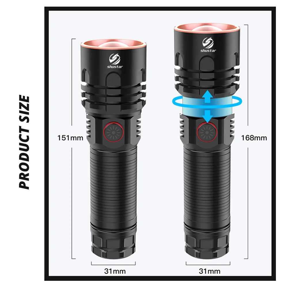 US $10.99 Super Bright 4Core P50 LED Flashlight 4 Lighting Modes Telescopic Zoom Support One Key To Close Suitable For Outdoor