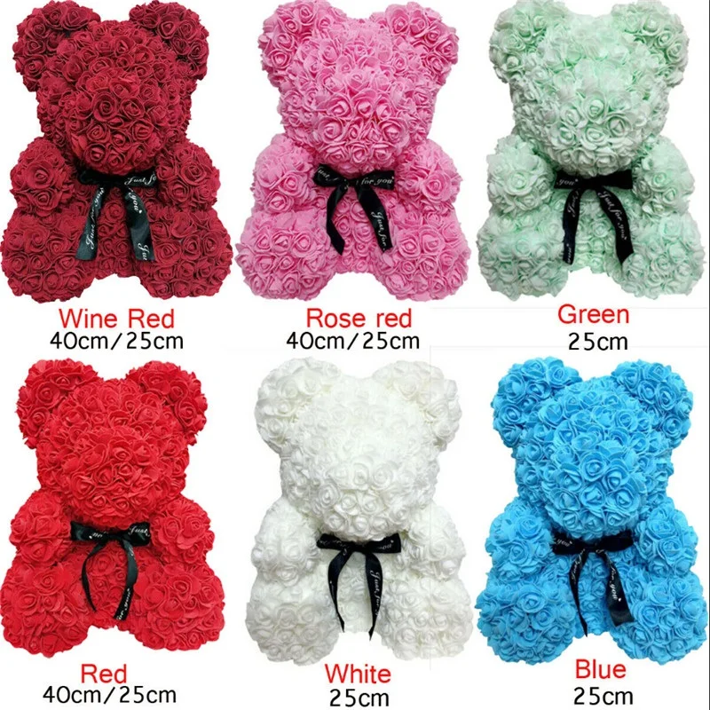 pink rose bear with heart