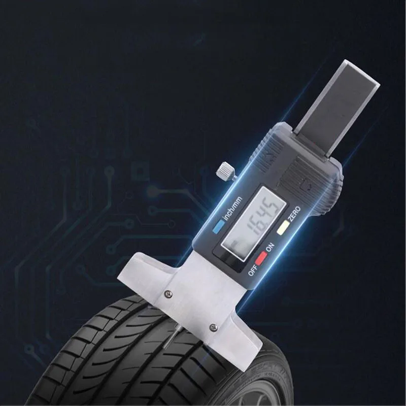 Electronic Digital Display Tread Depth Gauge Tire Tread Sounder Caliper Thickness Gauge Tire Monitoring System Measurement Tool