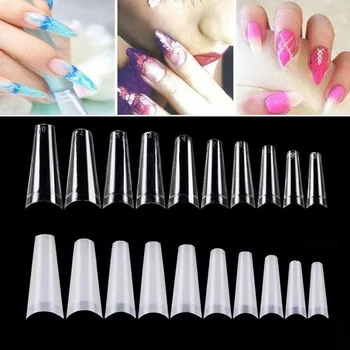 

500pcs Tips Transparent Half Cover Fake False French Nail Art False Nail Tips Clear Acrylic Gel Extra Long Salon Half Cover