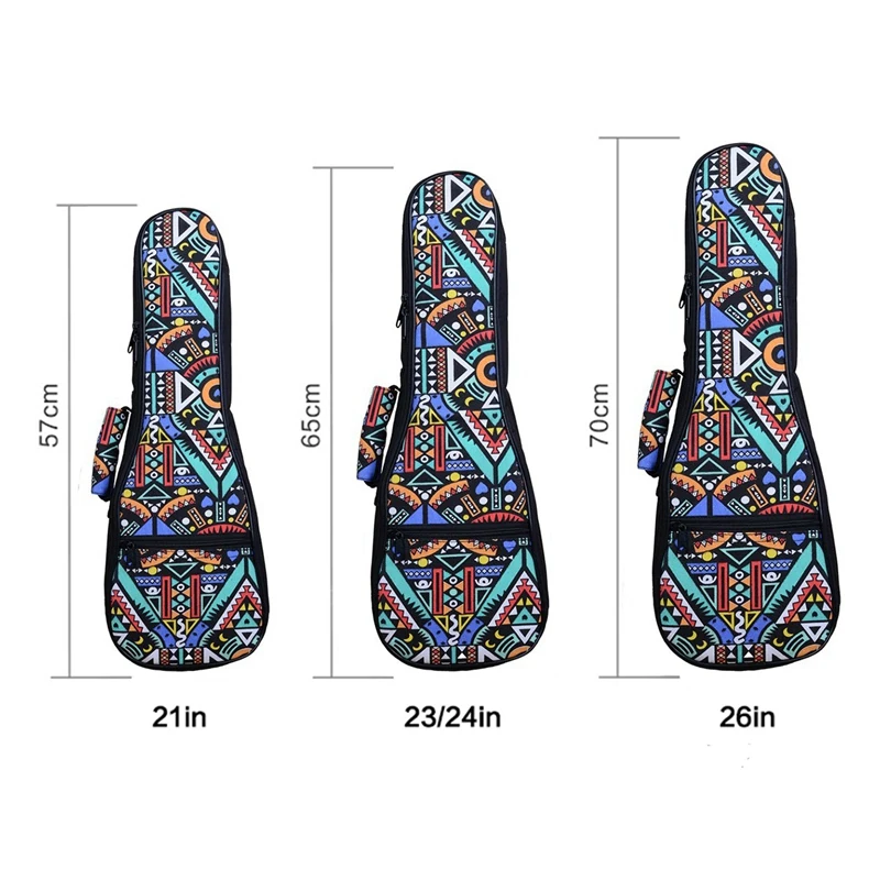 SEWS-26 Inch Double Strap Hand Folk Ukulele Carry Bag Cotton Padded Case For Ukulele Guitar Parts Accessories,Blue-Graffiti