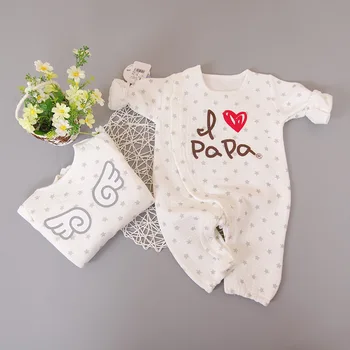 

Wo ai ba ma Newborns Cotton Air Layer Autumn And Winter Warm Crawling Clothes Baby Men's And Women's Long Sleeve Baby Onesie