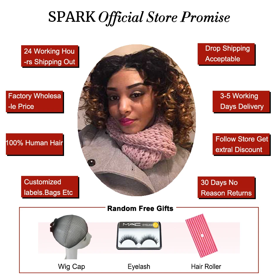 Spark Human Hair Extension Ombre Brazilian Loose Bouncy Curly Hair Bundles 3 Tone Ombre Remy Hair Weave Bundles Black Women L 5