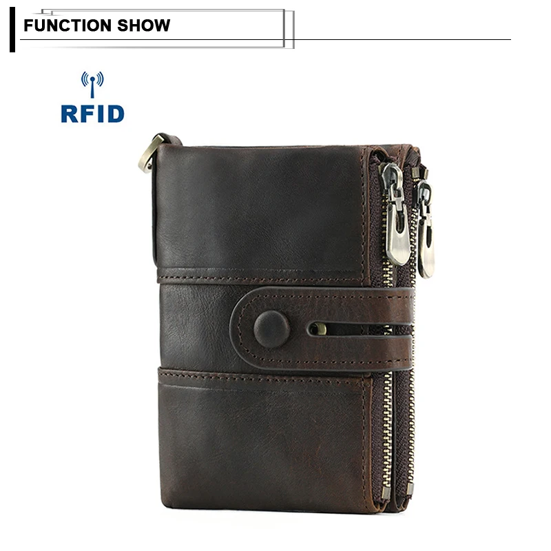 Винтажный Мужской кошелек многофункциональный RFID клатч из натуральной кожи