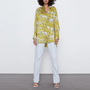 

New Casual Animals Print Blouse Spring Ladies Tops Women Long Sleeve Plus Size Loose Female Long Shirt NX9427