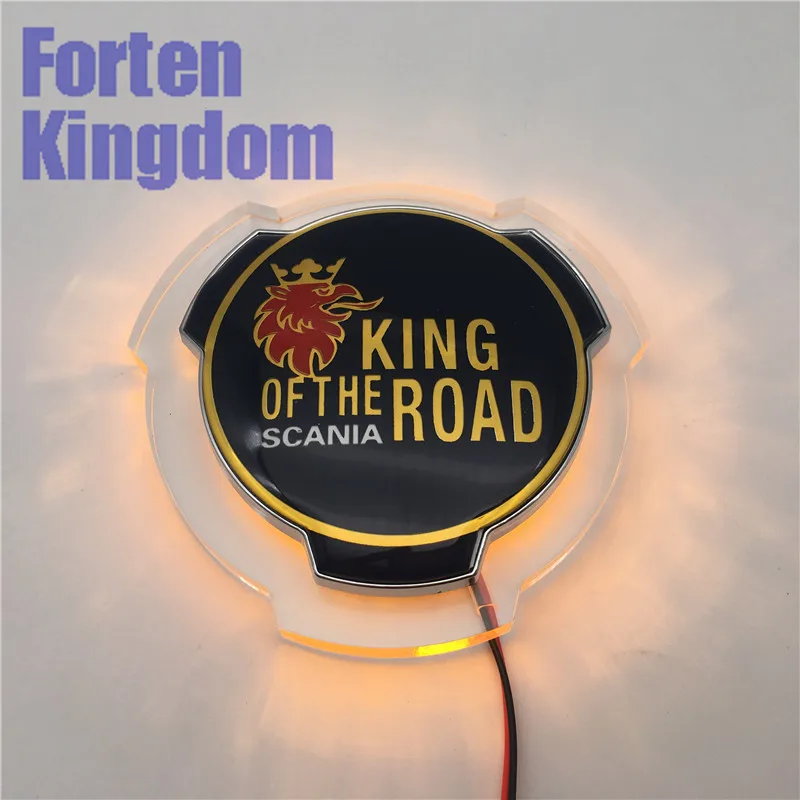 1 компл. Подходит для Scania King Of The Road 80 мм грузовик на заказ передняя решетка, эмблема на решетку значок с оранжевым 24 В светодиодный светильник