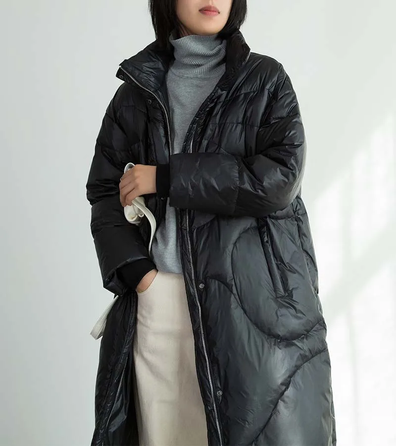 Модный женский длинный пуховик, зимняя новинка, arrical, высокий воротник, теплая верхняя одежда, свободная, высокое качество, Женское пальто, повседневная, YNZZU 9O139