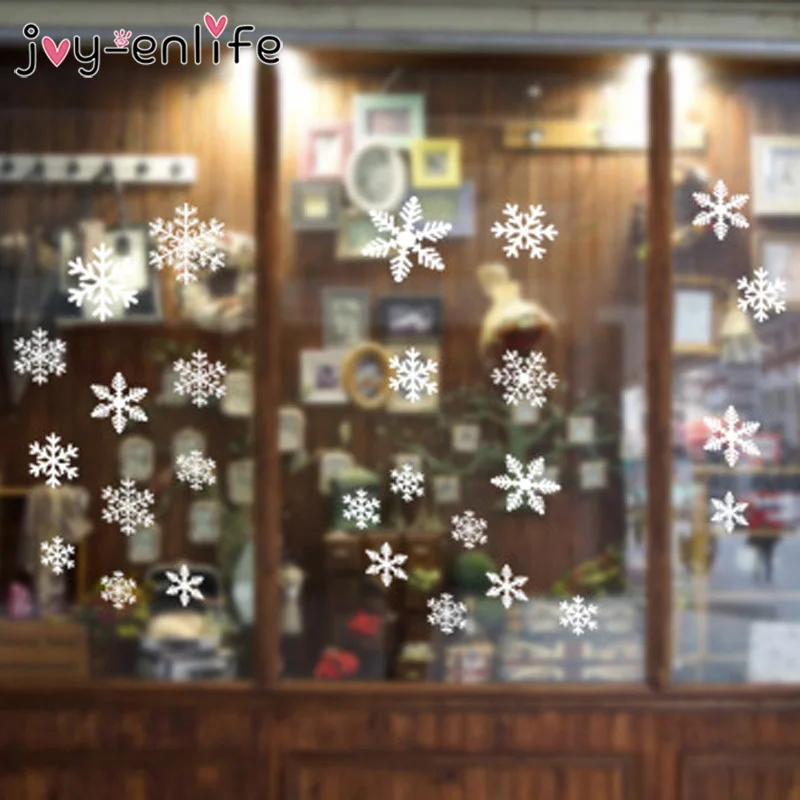 27pcs/lot White Snowflake Sticker Decoration Glass Window Kids Room Christmas Wall Stickers Home Decals Decoration New Year 2020