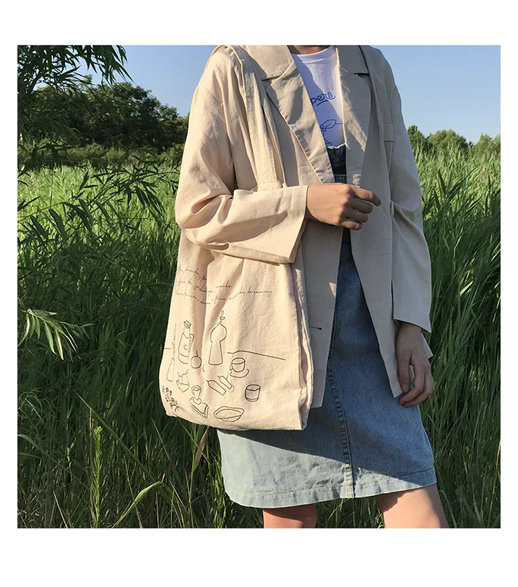 Angelatracy Новое поступление в Корейском стиле chic парусиновая обувь бежевого цвета сумки для покупок сумки через плечо для молодых девушек Для женщин через плечо сумки через плечо переноска