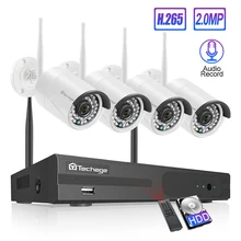 Techage 4CH 1080P беспроводная камера безопасности NVR система 2MP HD Wifi наружная внутренняя камера видеонаблюдения Аудио запись звука комплект наблюдения