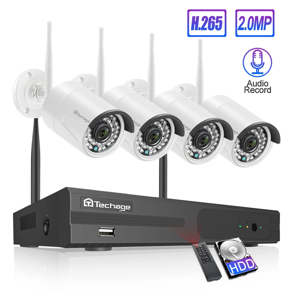 Techage 4CH 1080P беспроводная камера безопасности NVR система 2MP HD Wifi уличная домашняя CCTV