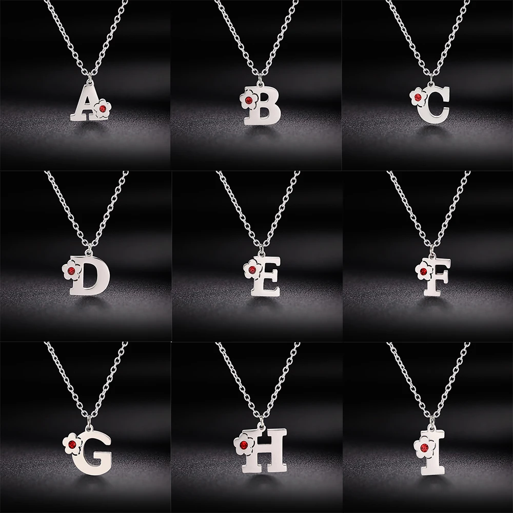 My Shape A-Z Crystal Alphabet Stainless Steel Necklaces for Women Girls Capital Letter Pendant Name Necklace Fashion Je