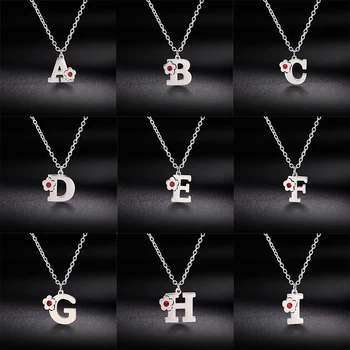 My Shape A-Z Crystal Alphabet Stainless Steel Necklaces for Women Girls Capital Letter Pendant Name Necklace Fashion Jewelry 1