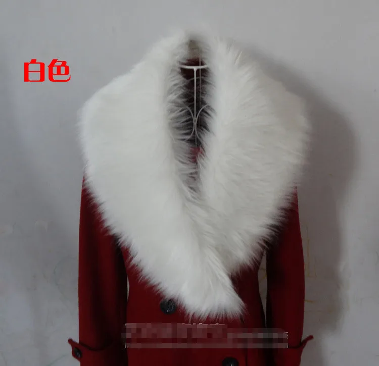 Vetement Women Faux Fox Fur Collar Scarf Winter Thick Furry Luxury Ladies Large Shawl Wrap Stole Cape 8 Colors X656 - Цвет: Белый