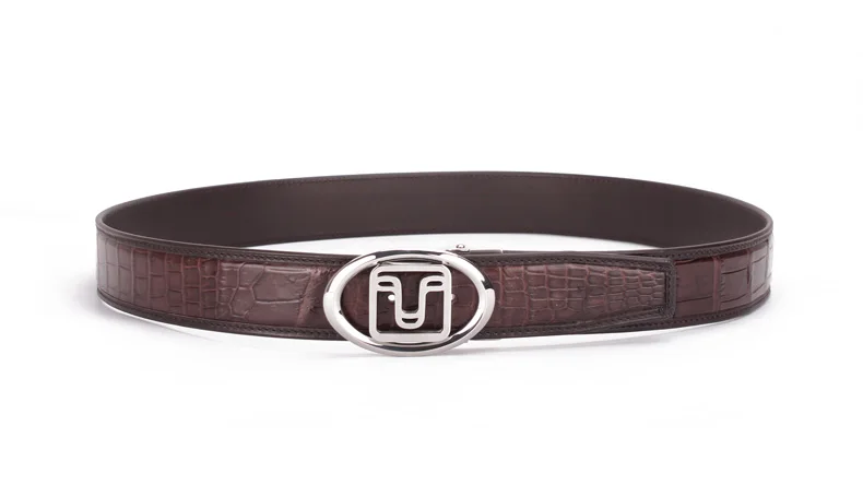 silver brown belt McParko, бренд, мужской ремень, кожа, натуральная крокодиловая кожа, ремни для мужчин, деловой, роскошный, костюм, ремень, ремень, настоящая крокодиловая кожа, 3,8 см - Цвет: silver brown belt