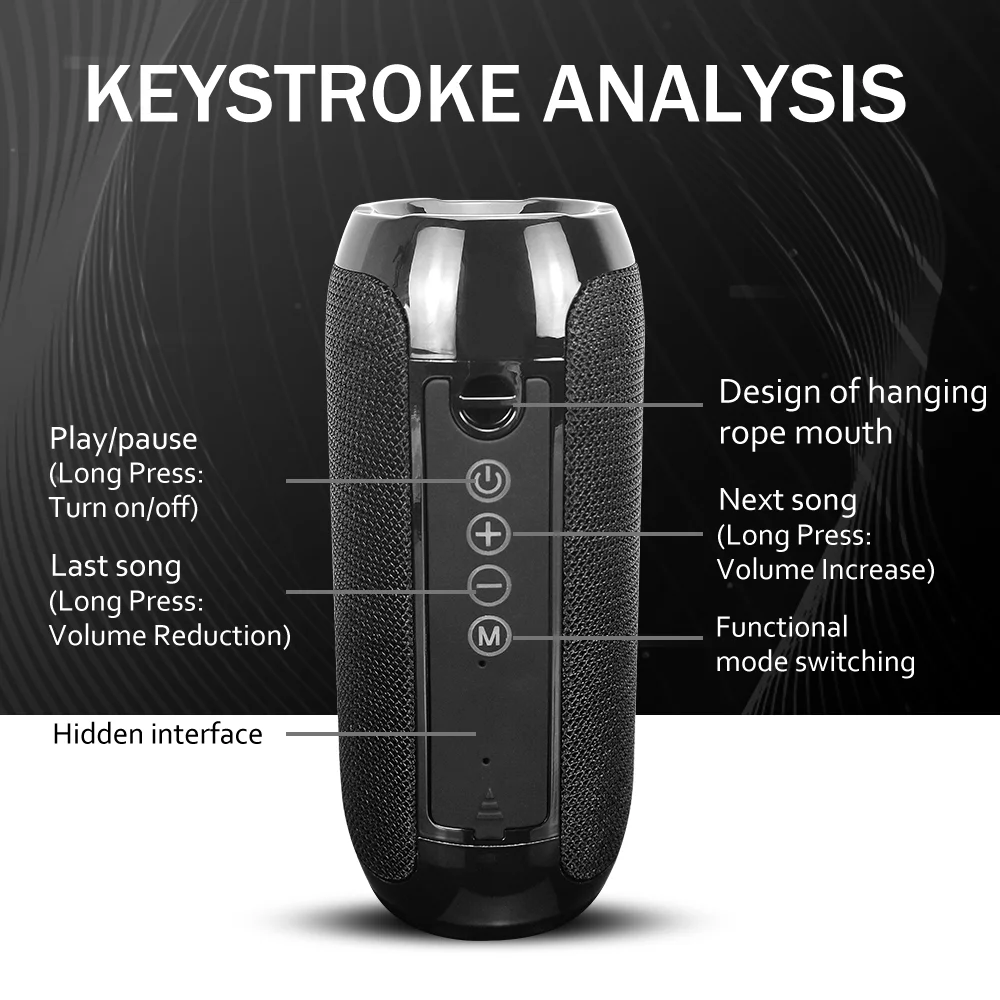 TG117 Outdoor Speaker 10W USB Waterproof Portable Hifi Wireless Column Loudspeaker Support TF Card FM Radio Aux Input